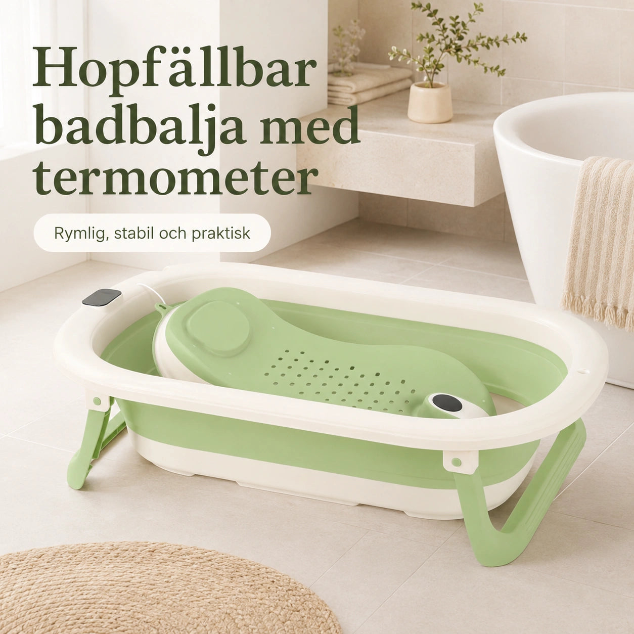 Badbalja Hopfällbar med Termometer