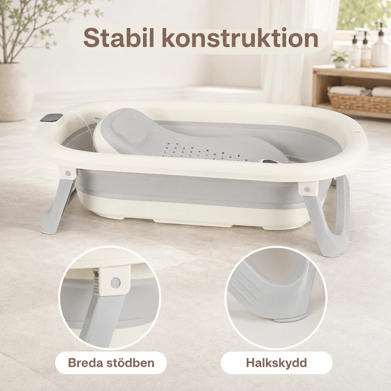 Badbalja Hopfällbar med Termometer