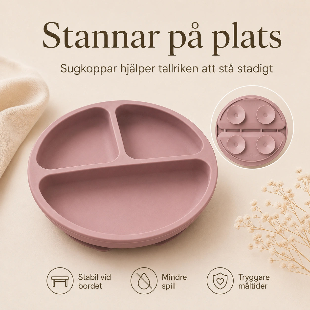 Silikontallrik med Sugpropp