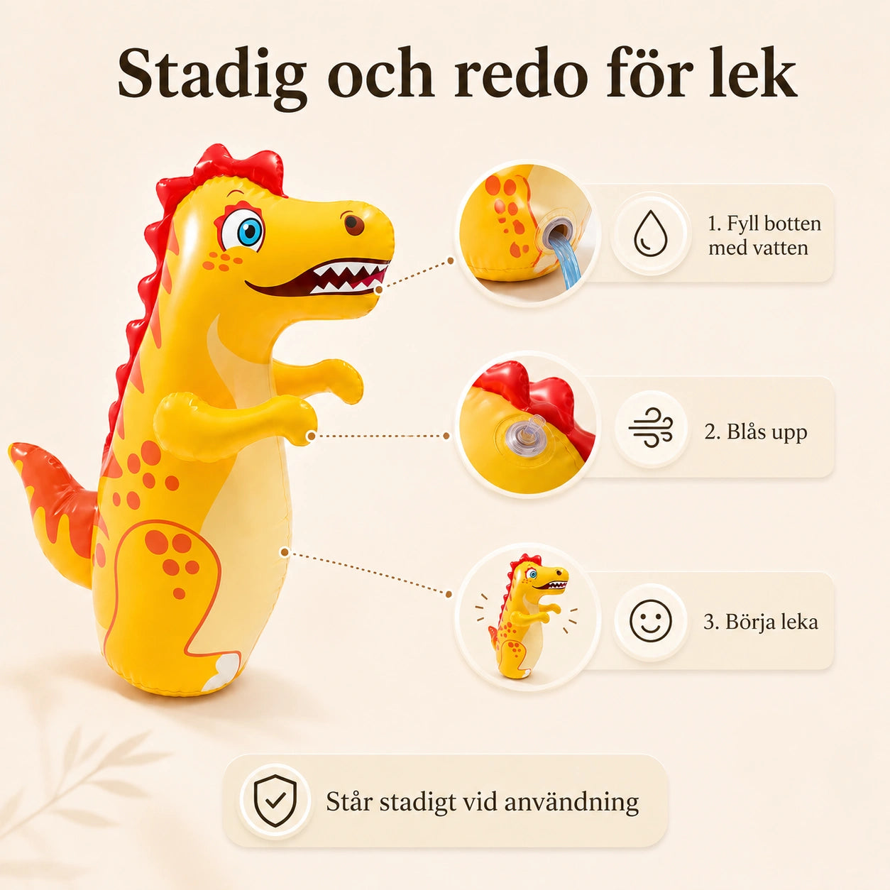 Uppblåsbar Dinosaurie Boxningssäck för Barn