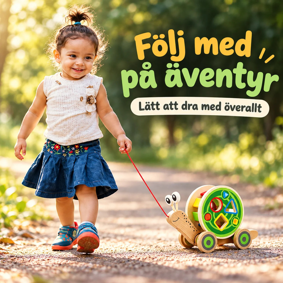 Dragsnigel med byggklossar i Trä