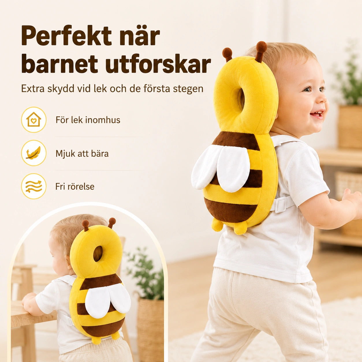 Huvudskydd för Baby med Ryggkudde