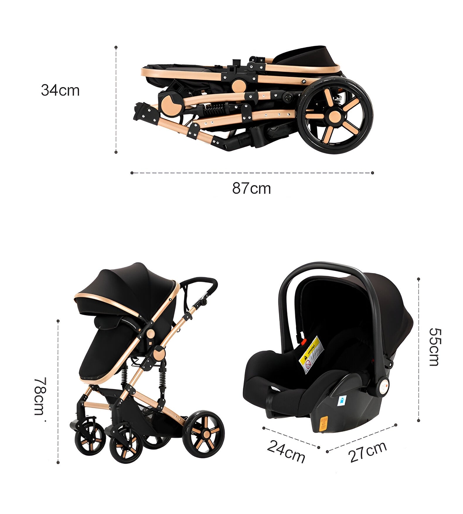Hopfällbar barnvagn för smidig förvaring