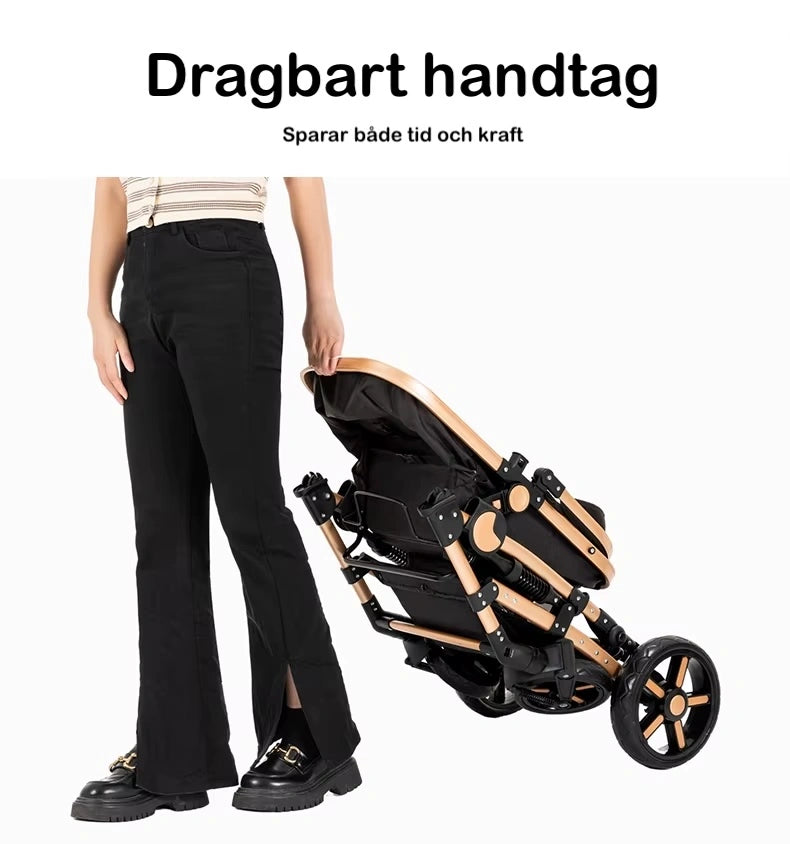 Barnvagn med avtagbart fotöverdrag för liggdelen