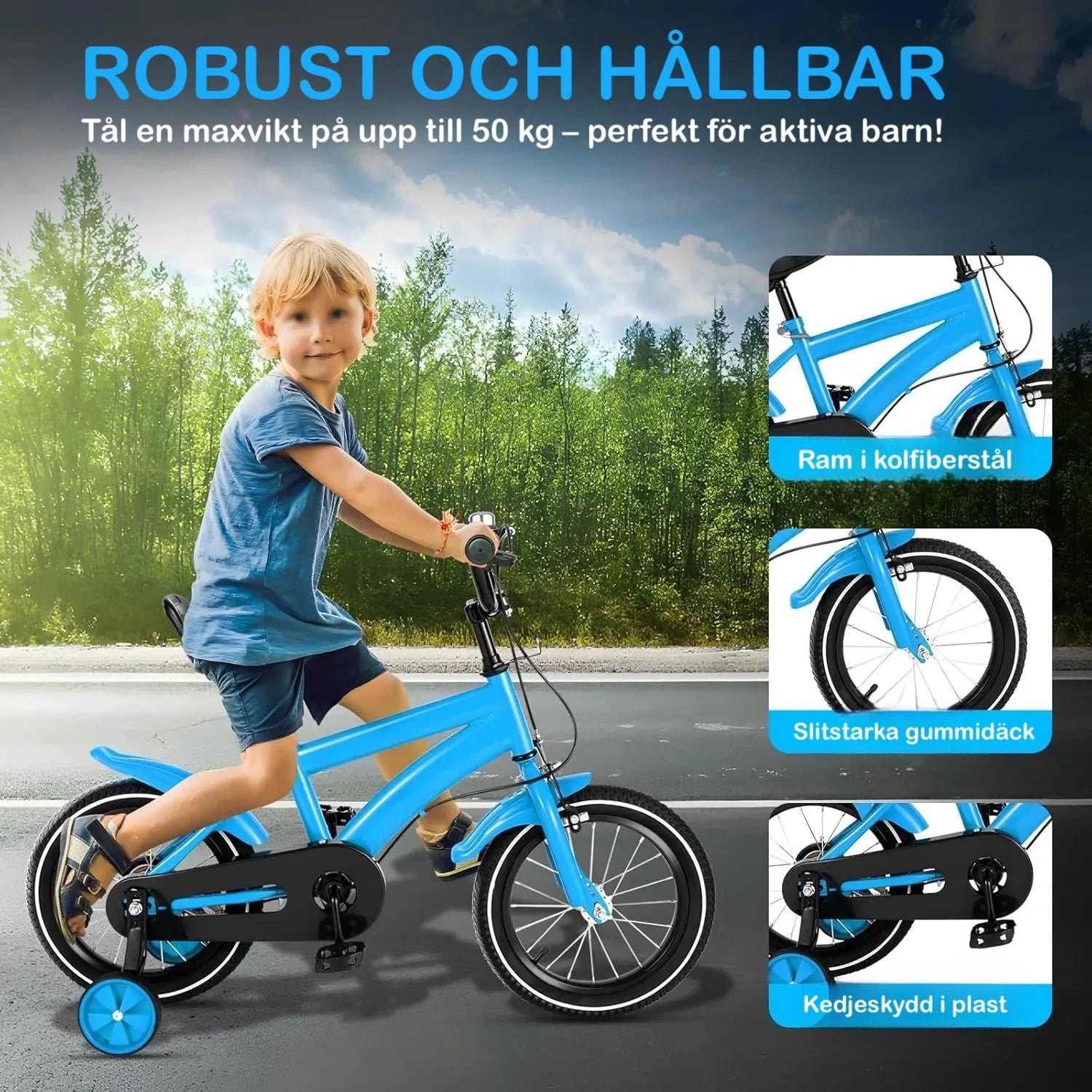 Barncykel 14 Tum med Stödhjul – Flera Färger