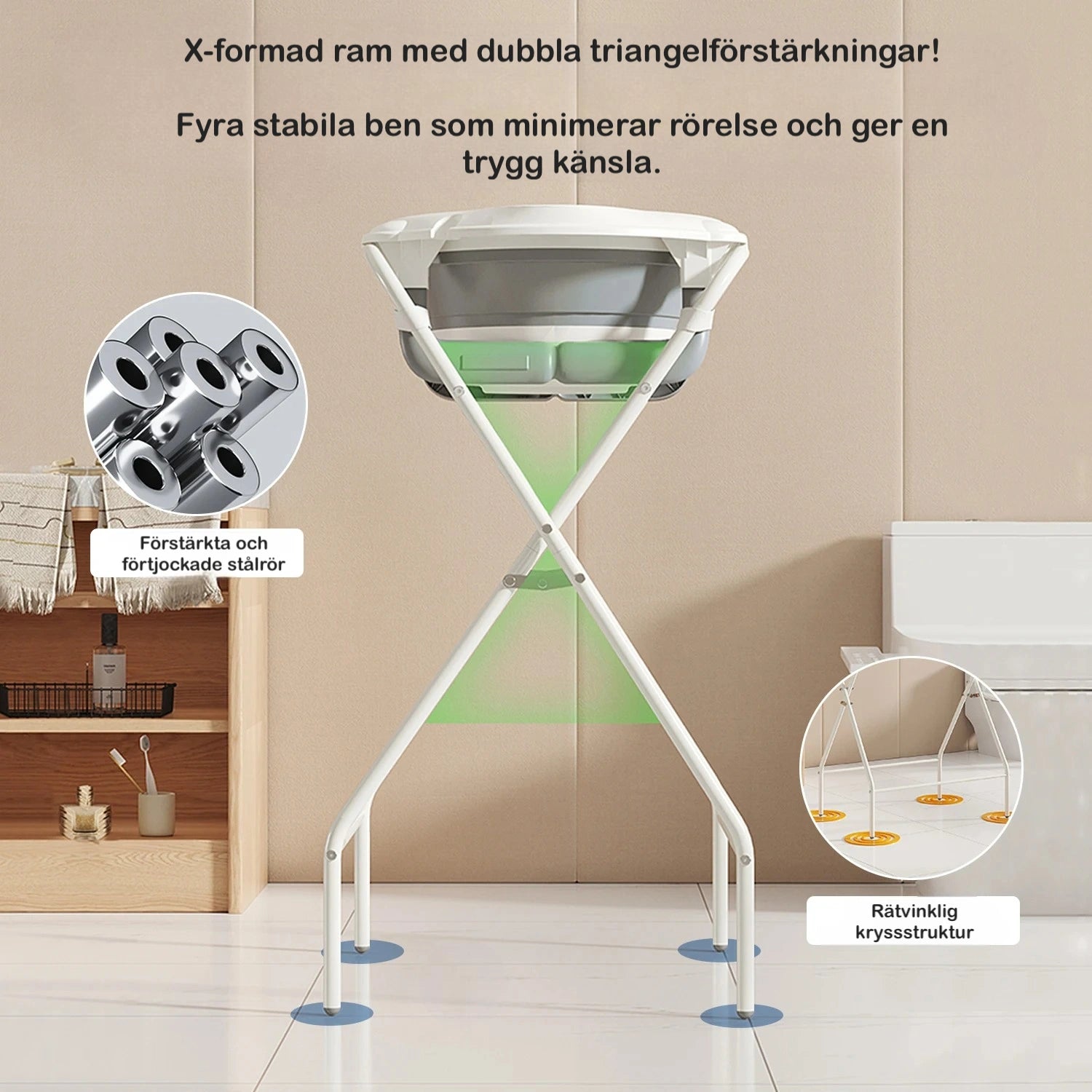 Badmatta termometer, hållare för duschslang och dräneringsplugg