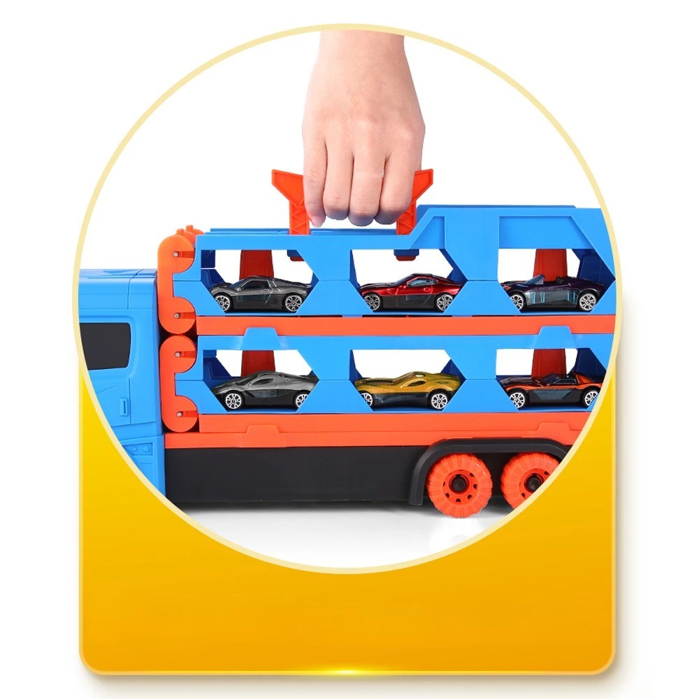 Leksaksbilar – Transportlastbil med 6 Racingbilar