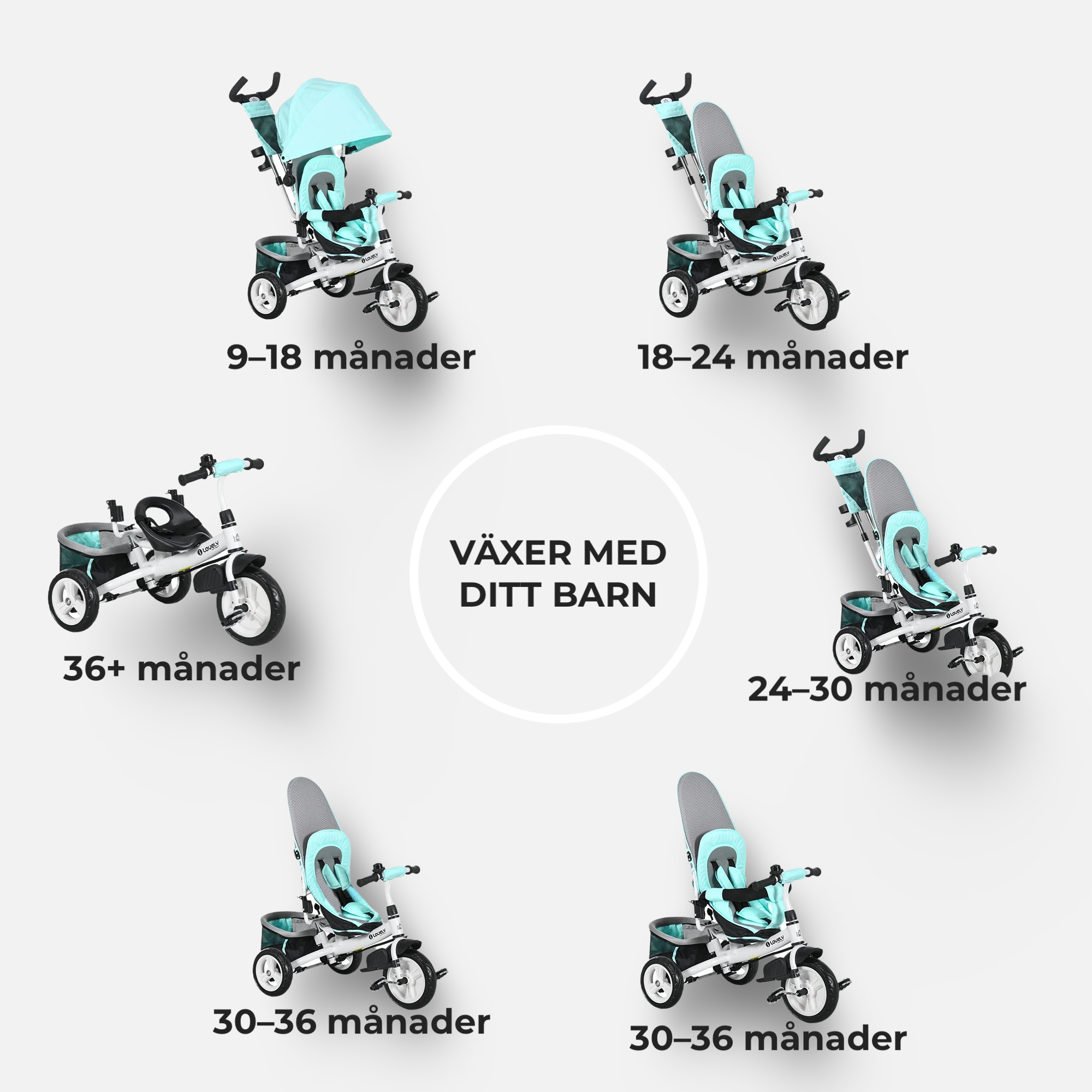 Barnvagn Lovely 3-i-1 Premium