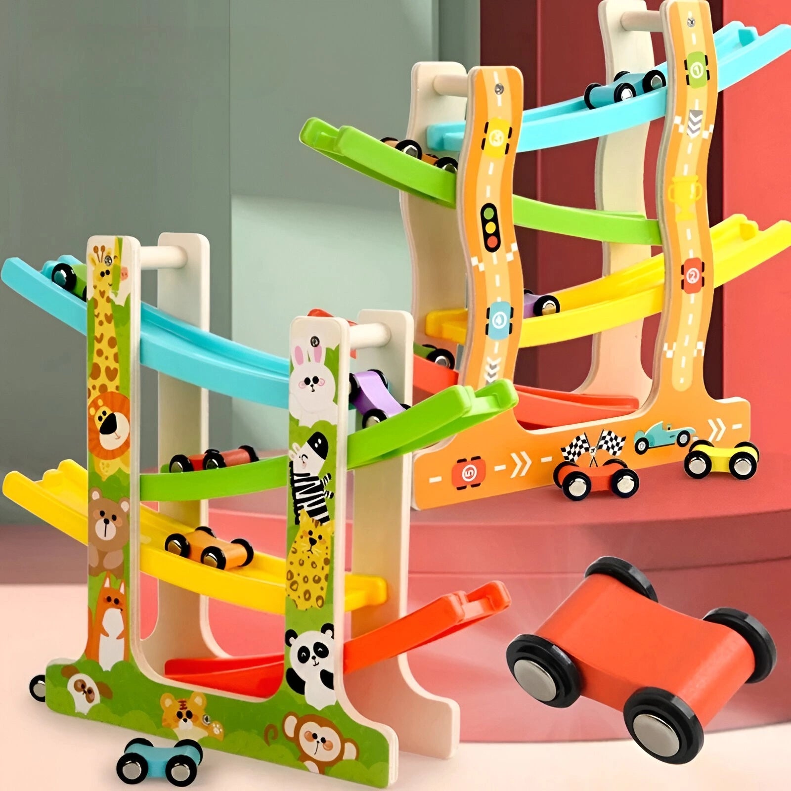 2 varianter med bilar och med djur