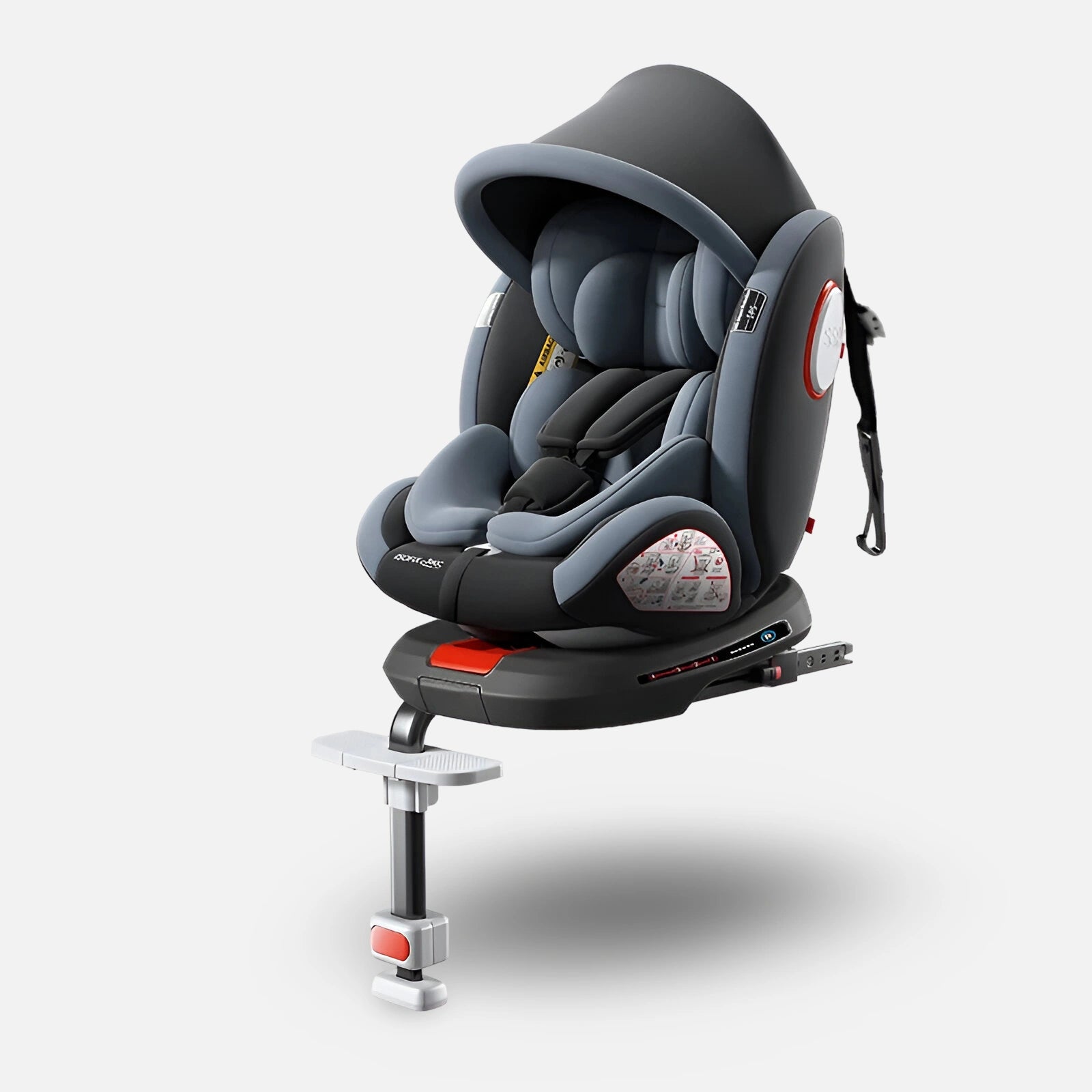Bilbarnstol 360° Vändbar ISOFIX by LV grå