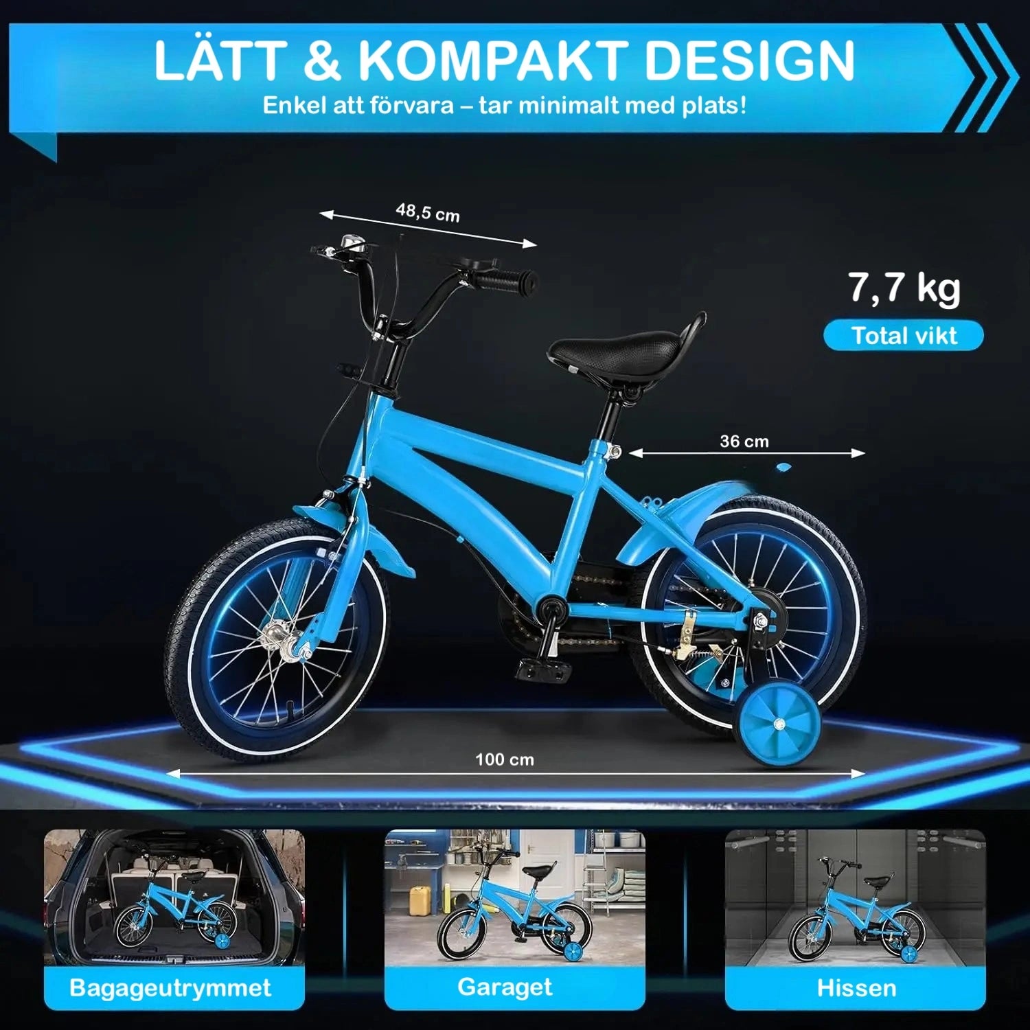 Barncykel 14 Tum med Stödhjul – Flera Färger