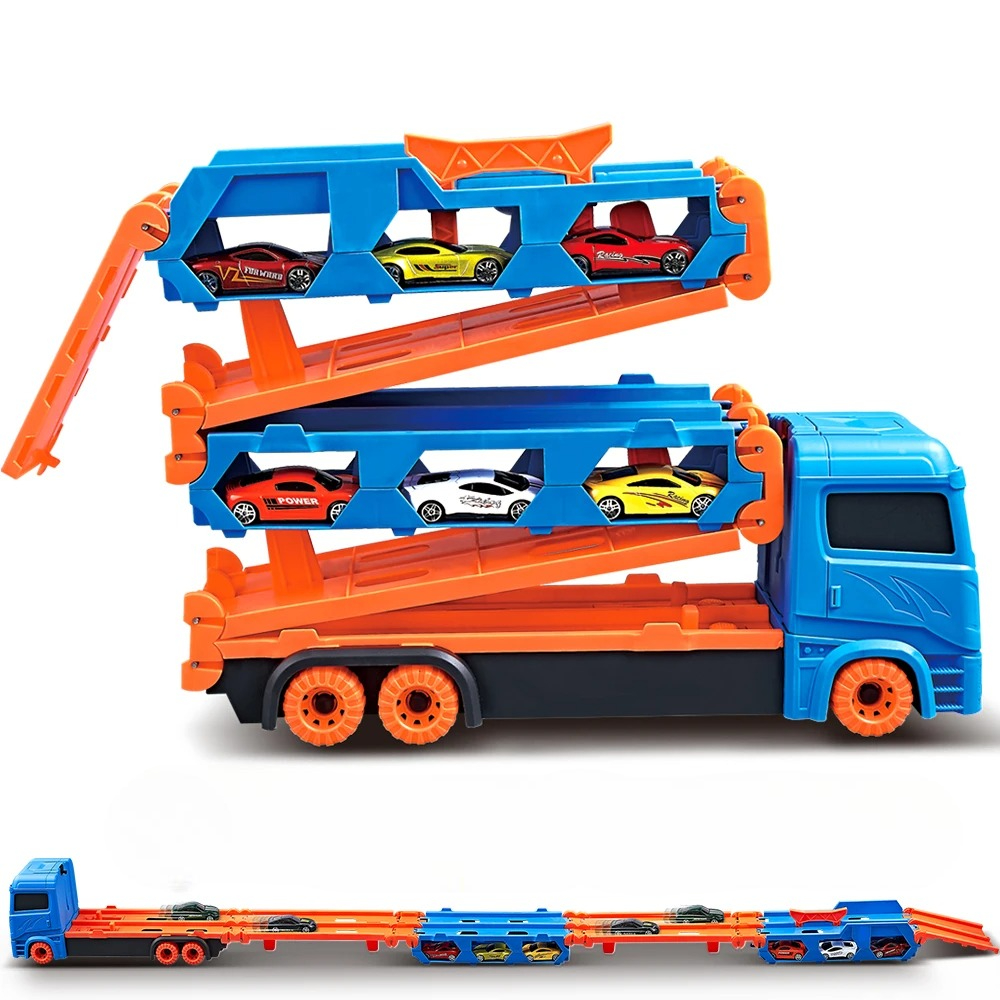 Leksaksbilar – Transportlastbil med 6 Racingbilar