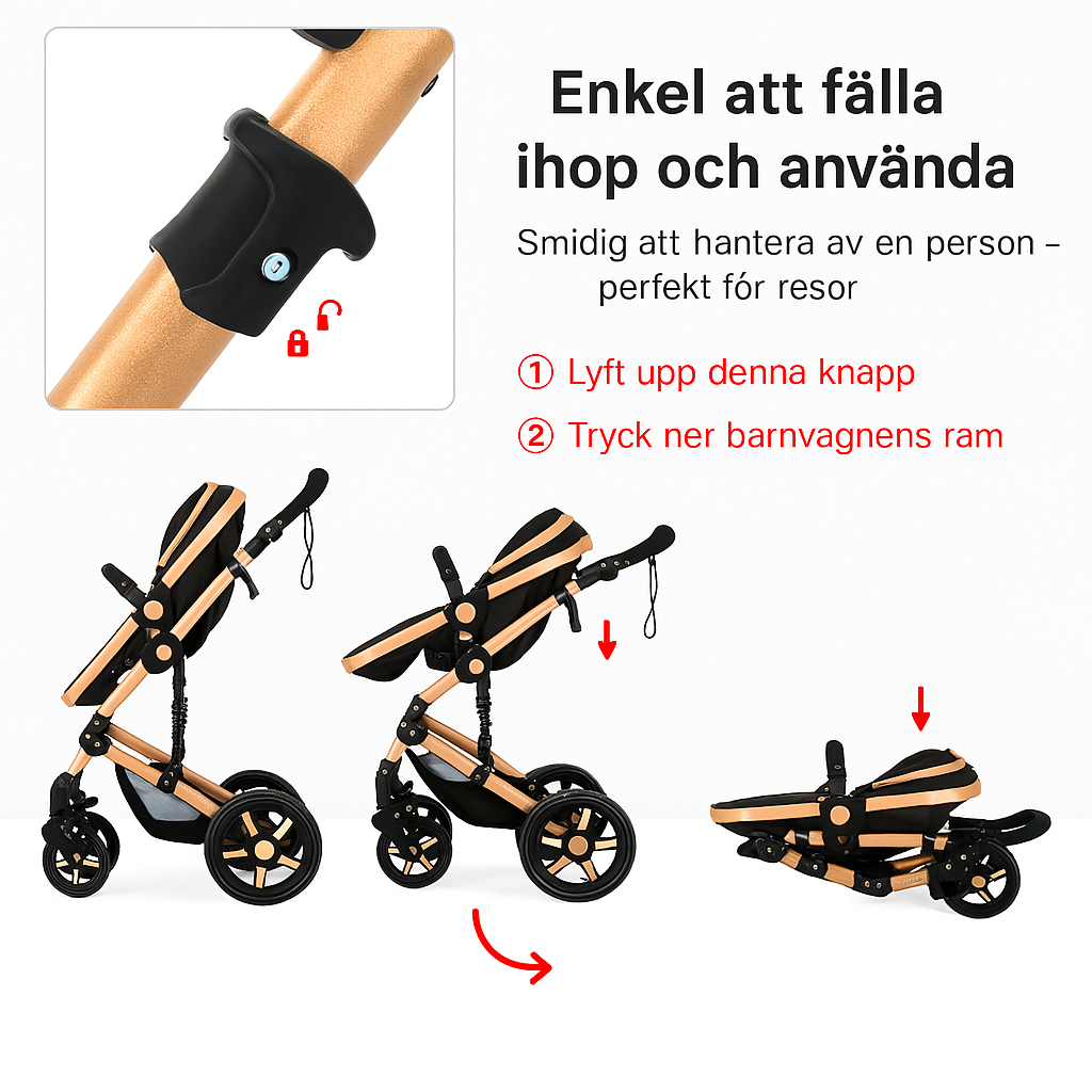 Justerbart handtag på Barnvagn Premium 3-i-1