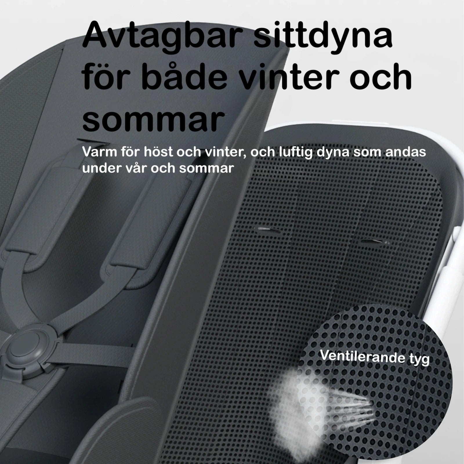 avtagbar sittdyna för både vinter och sommar