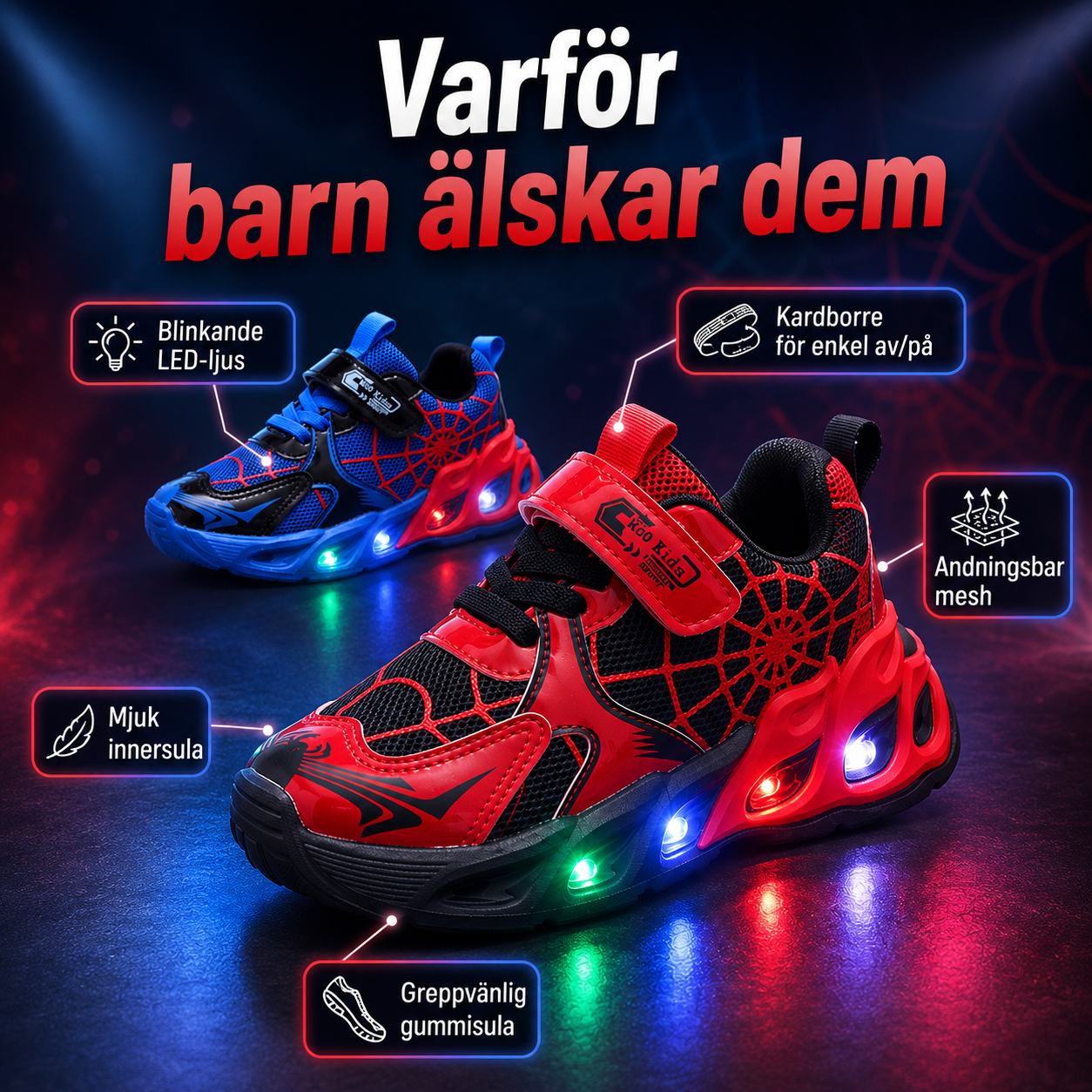 Spiderman Blinkande skor