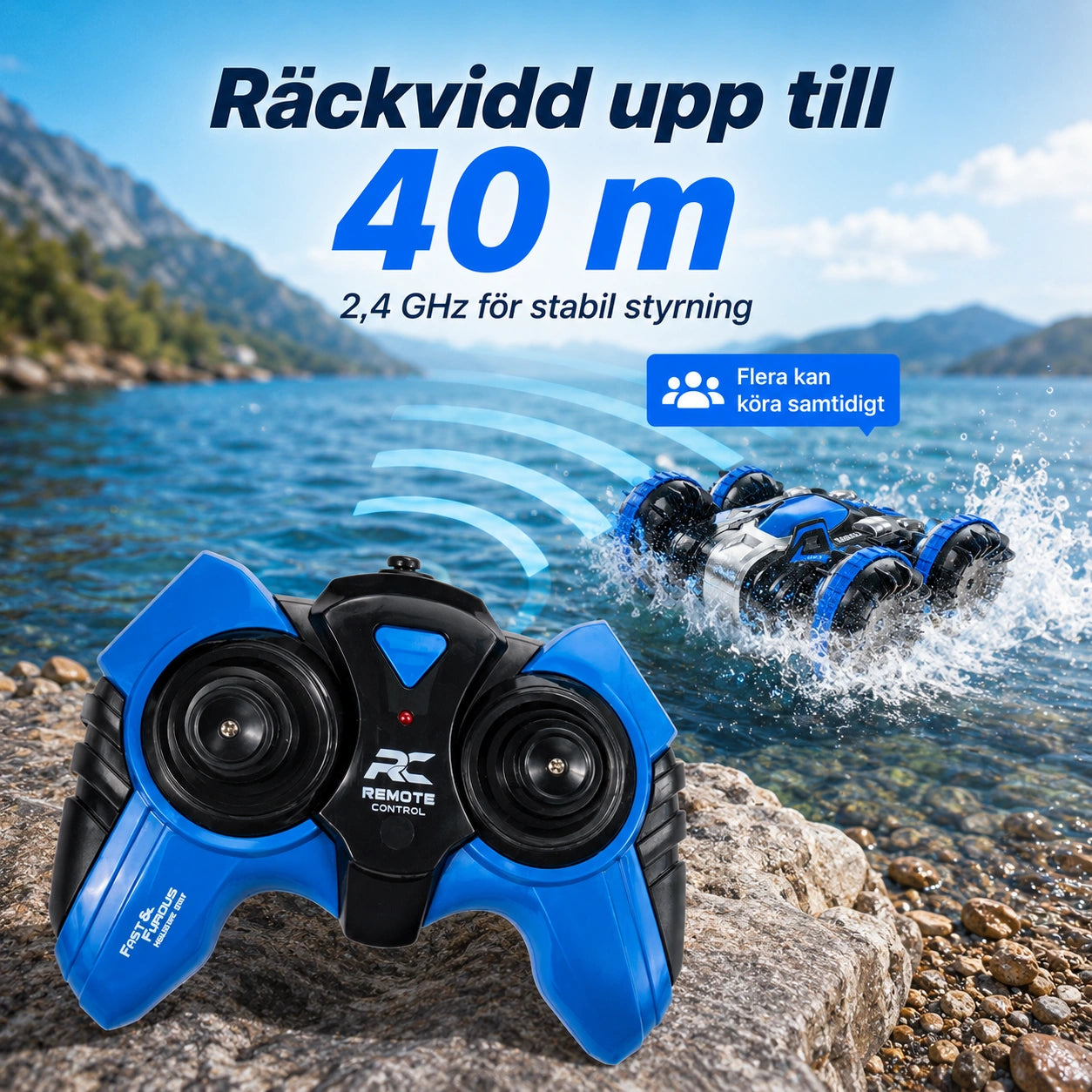Amfibisk RC-Båt & Bil 2-i-1