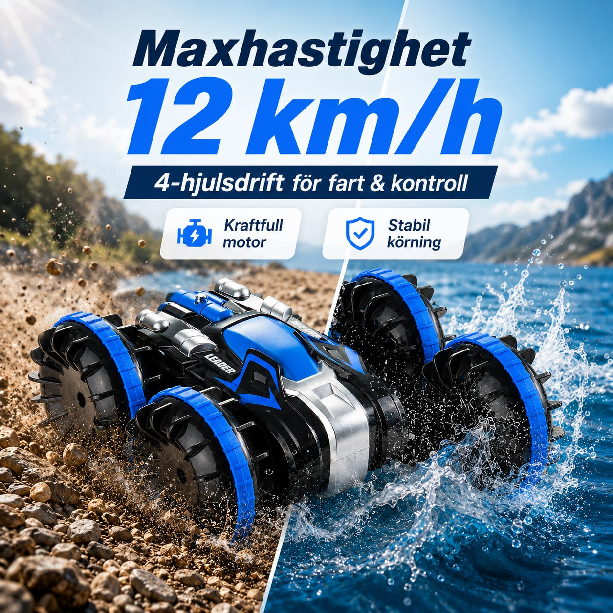 Amfibisk RC-Båt & Bil 2-i-1
