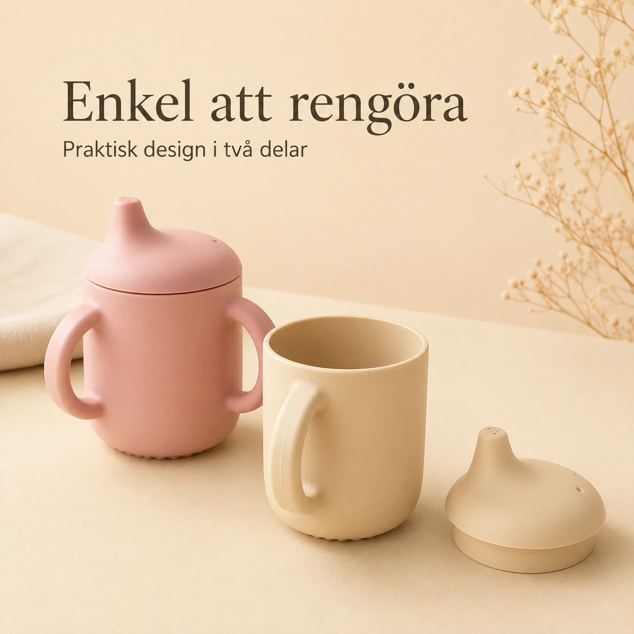 Pipmugg Baby i Silikon med Handtag