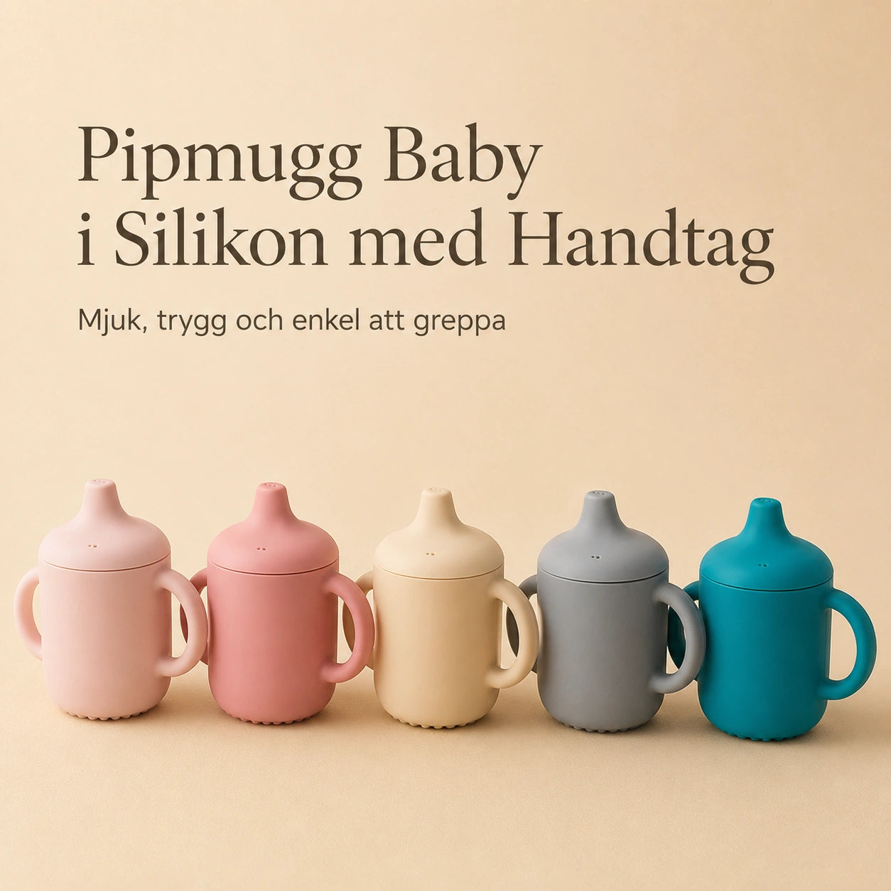 Pipmugg Baby i Silikon med Handtag