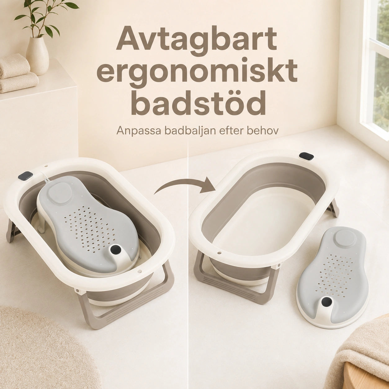 Badbalja Hopfällbar med Termometer