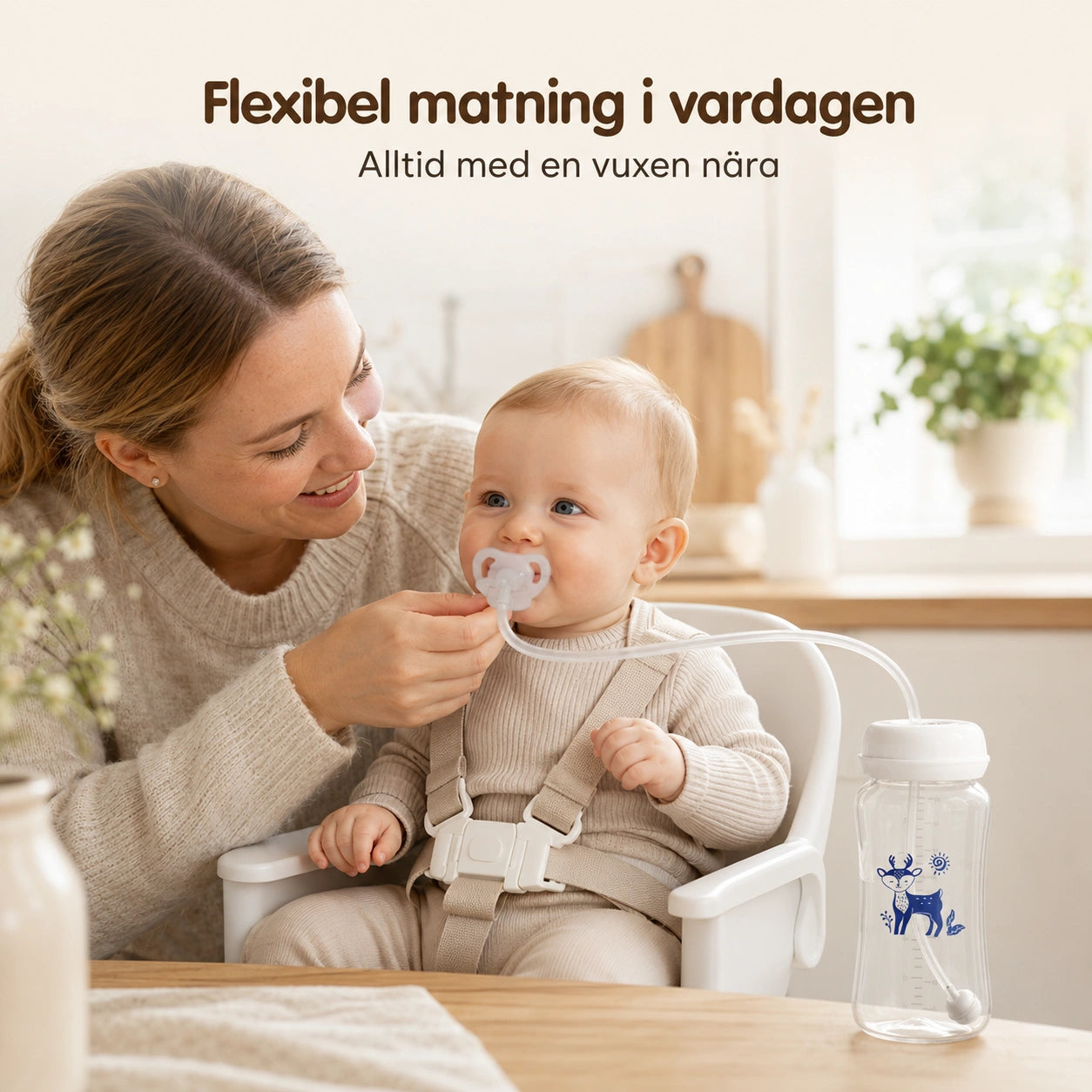 Spillfri Nappflaska 300 ml med Sugrör