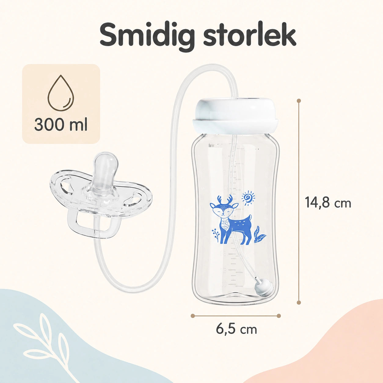 Spillfri Nappflaska 300 ml med Sugrör