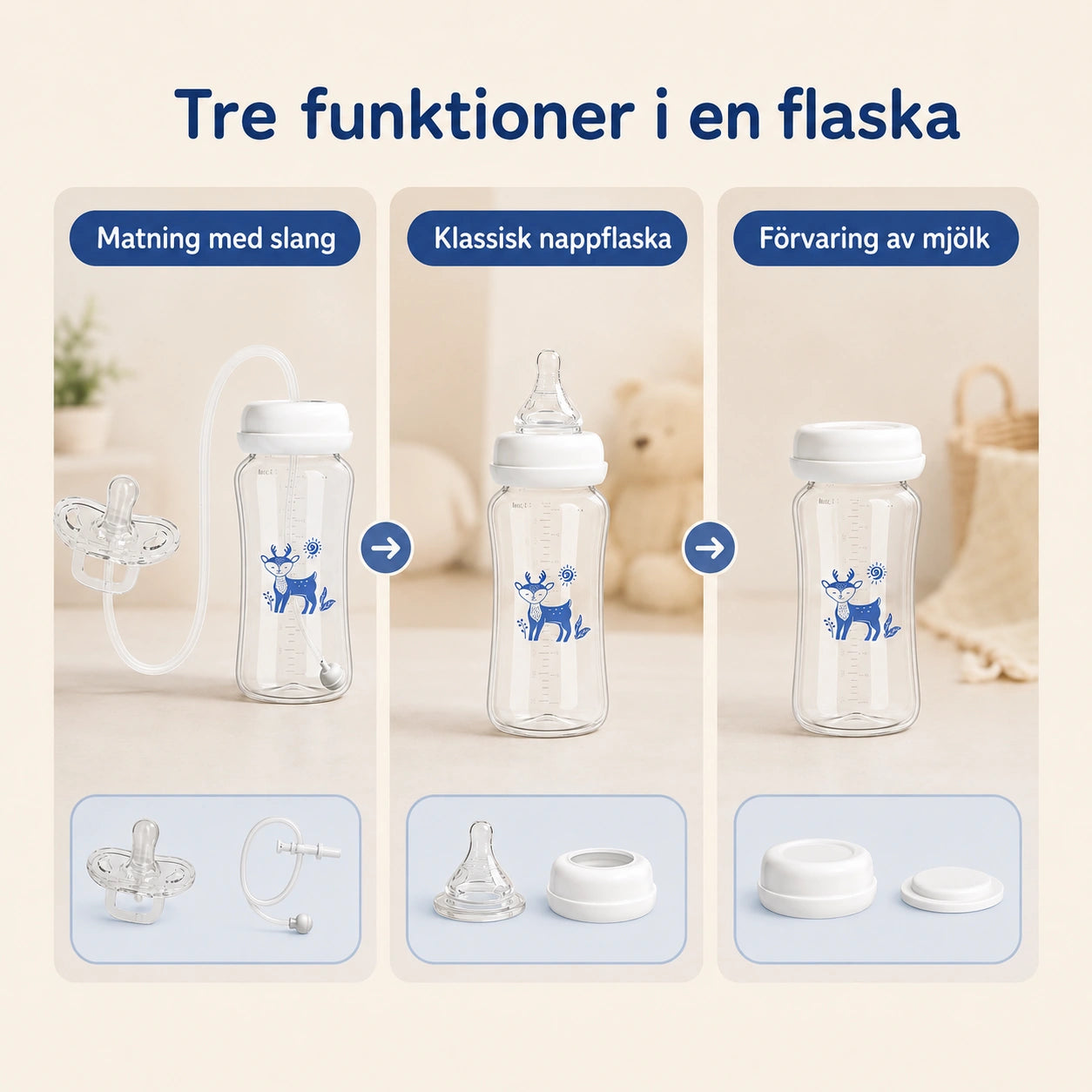 Spillfri Nappflaska 300 ml med Sugrör