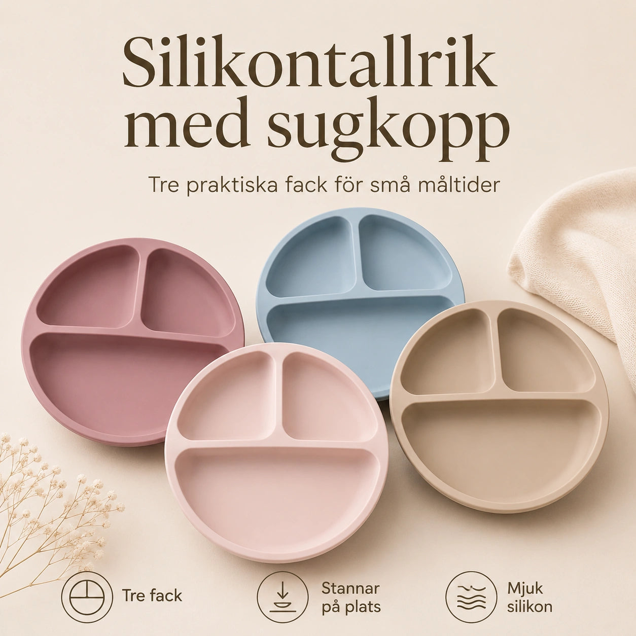 Silikontallrik med Sugpropp