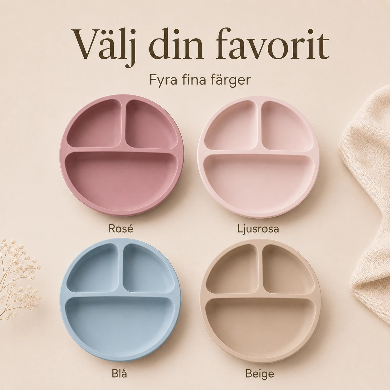 Silikontallrik med Sugpropp