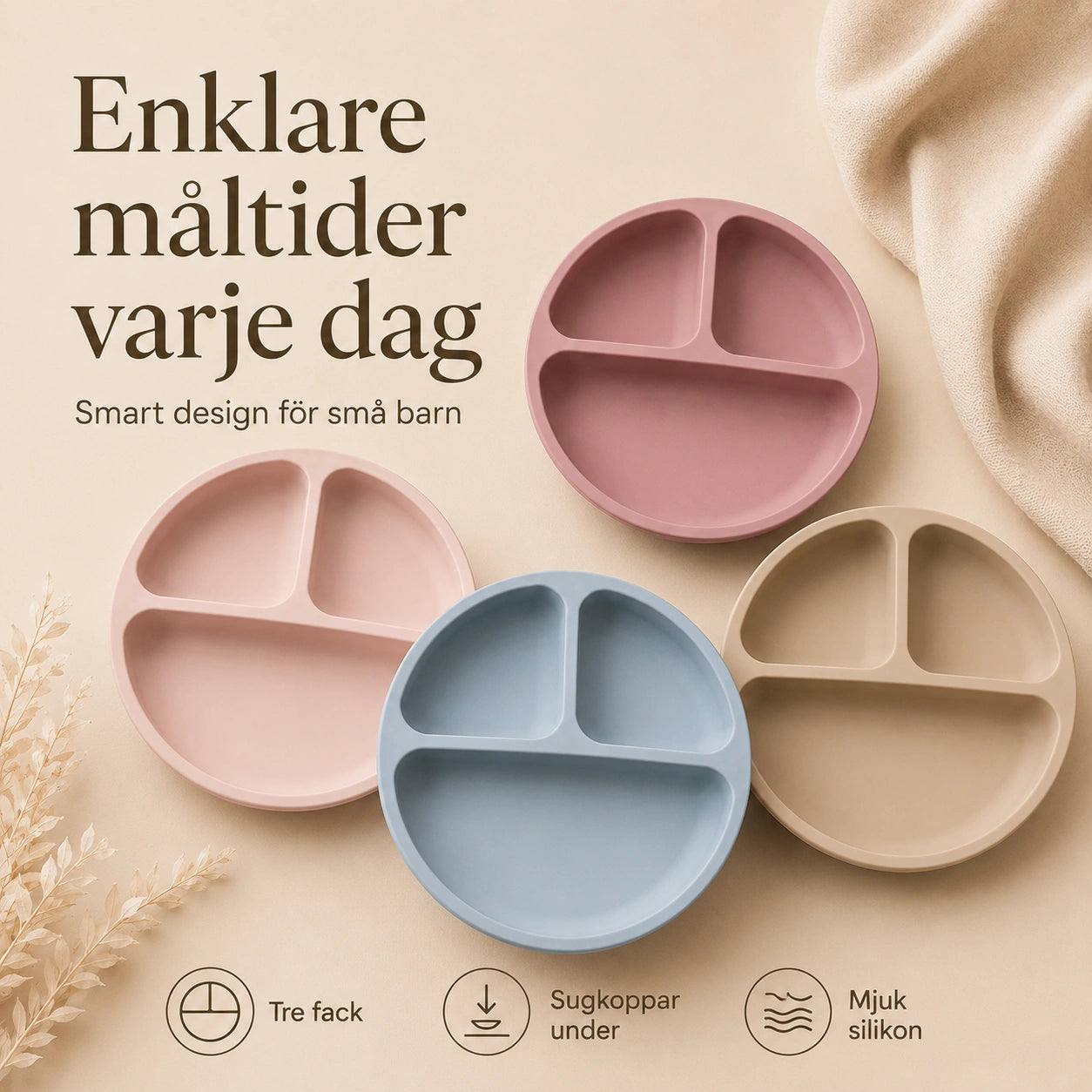 Silikontallrik med Sugpropp