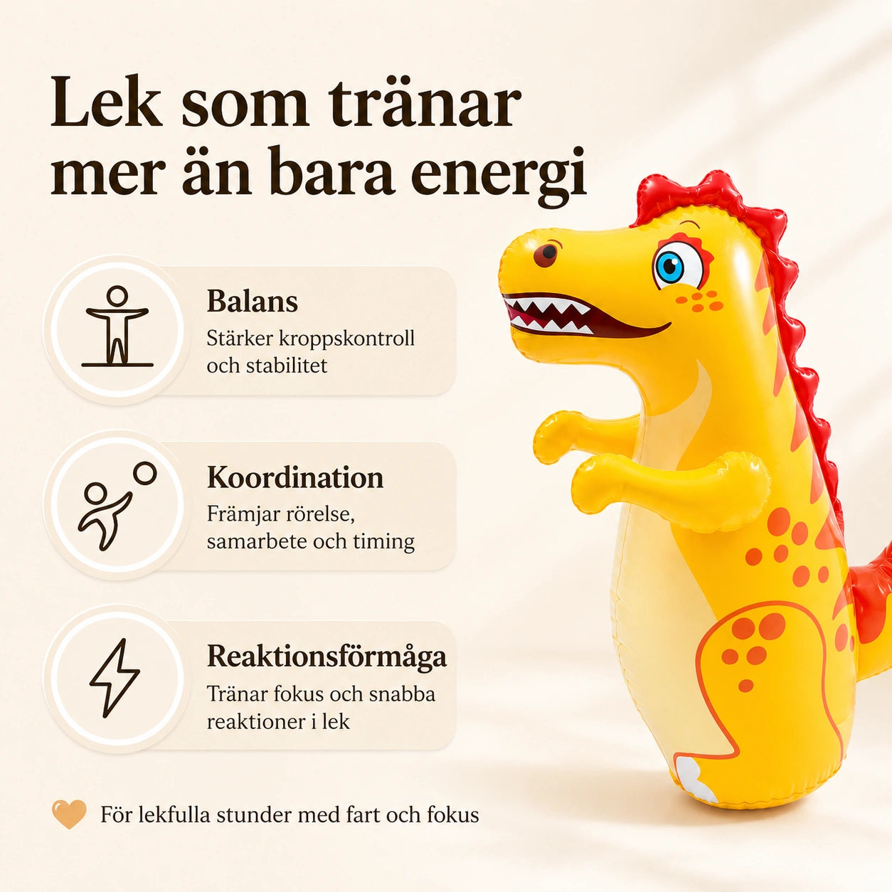 Uppblåsbar Dinosaurie Boxningssäck för Barn