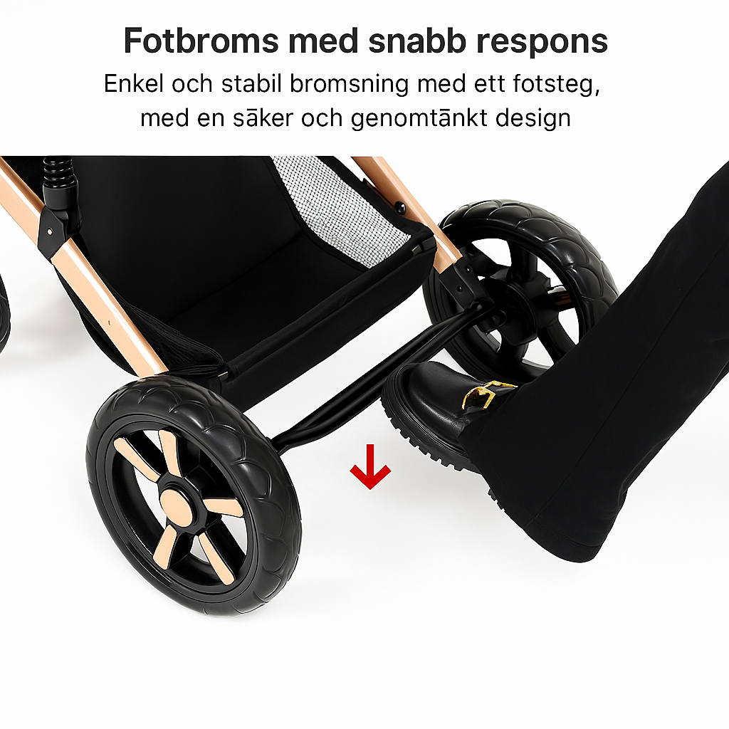 Premium barnvagn med kombinerad funktionalitet