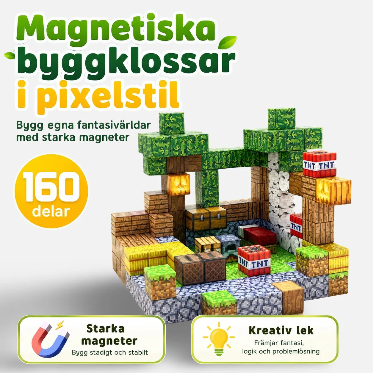 Magnetiska Byggklossar Pixelvärld – 160 delar