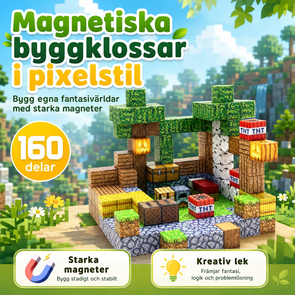 Magnetiska Byggklossar Pixelvärld – 160 delar