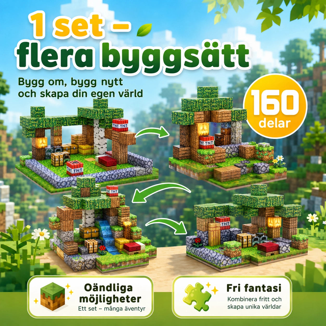 Magnetiska Byggklossar Pixelvärld – 160 delar