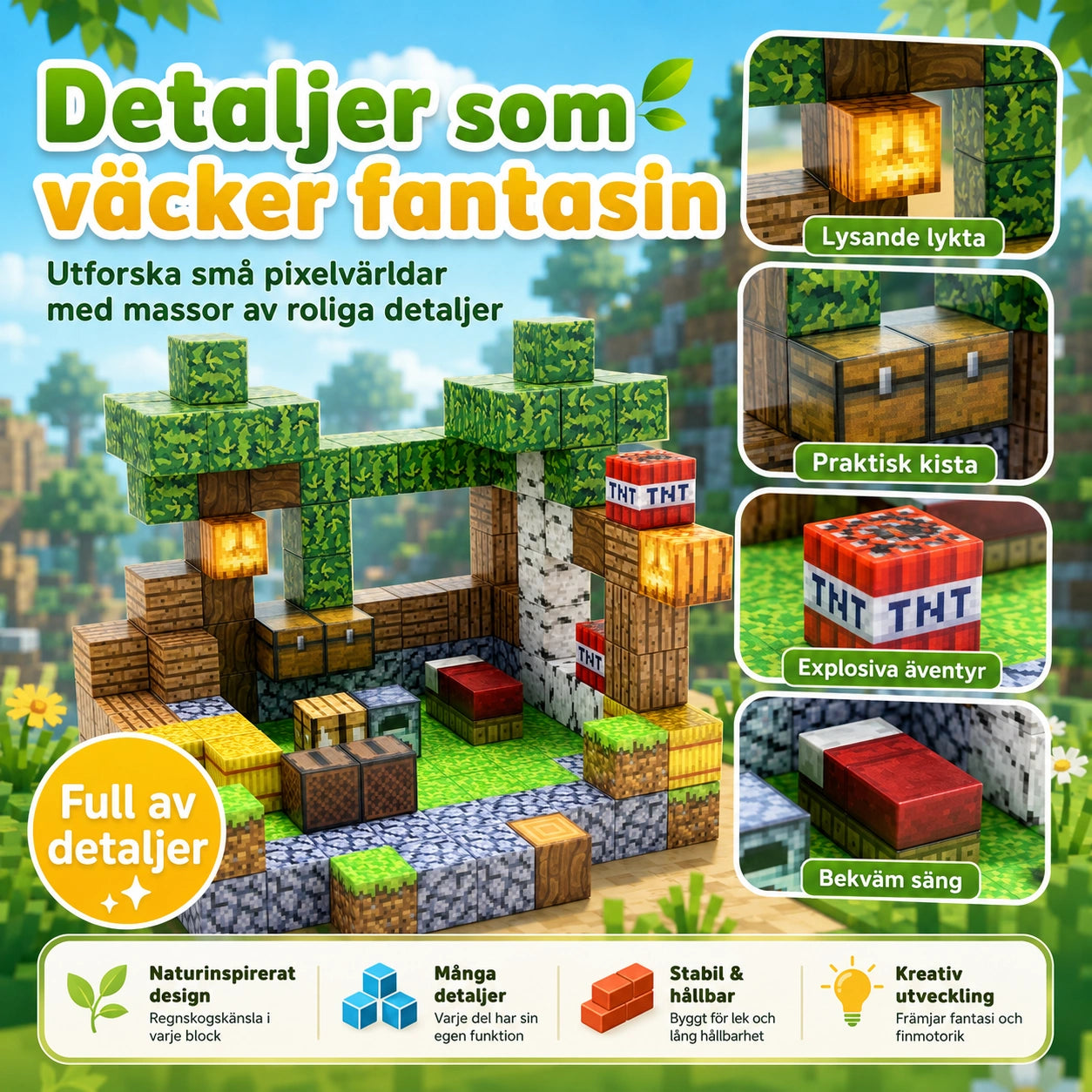 Magnetiska Byggklossar Pixelvärld – 160 delar