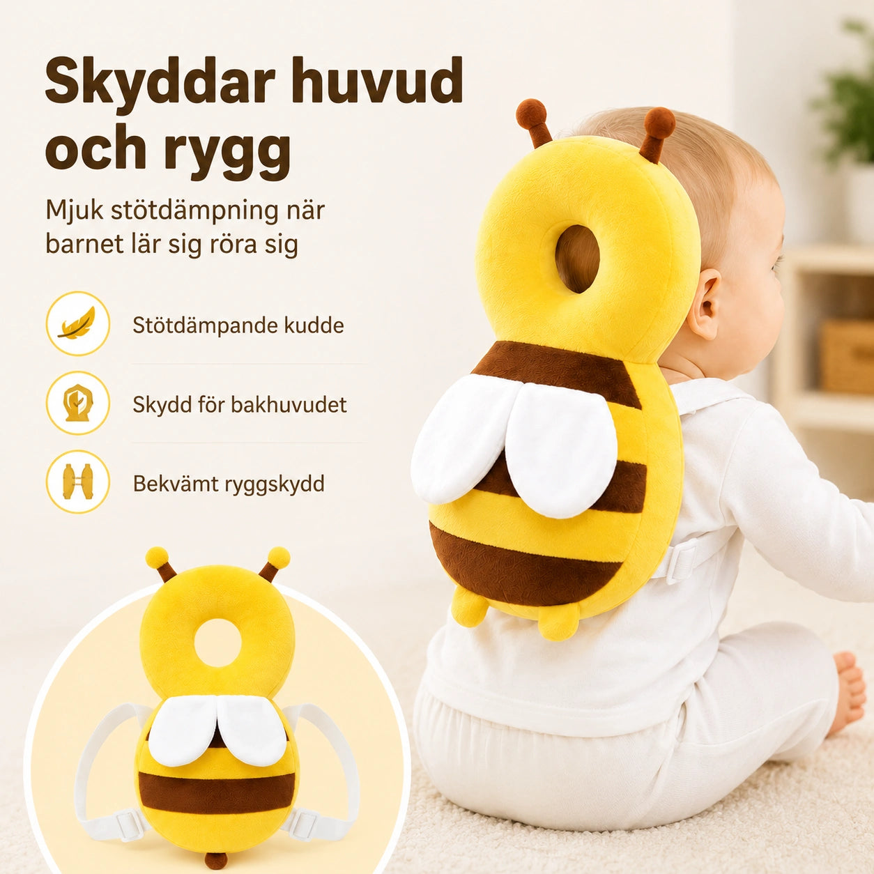 Huvudskydd för Baby med Ryggkudde
