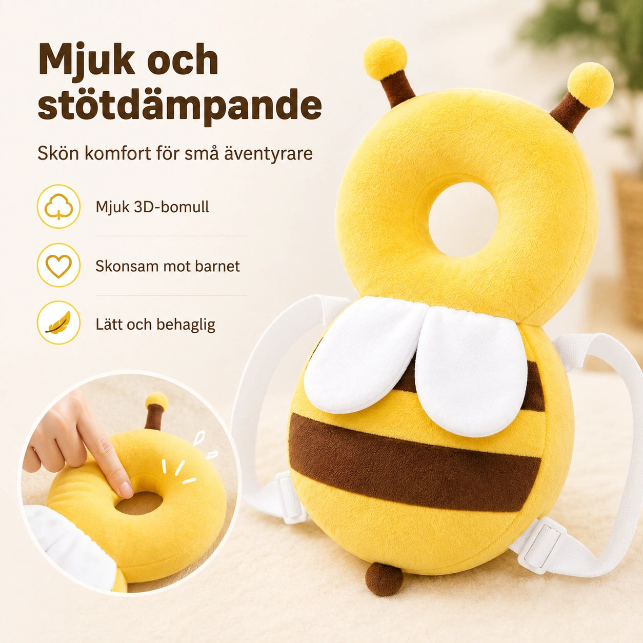 Huvudskydd för Baby med Ryggkudde