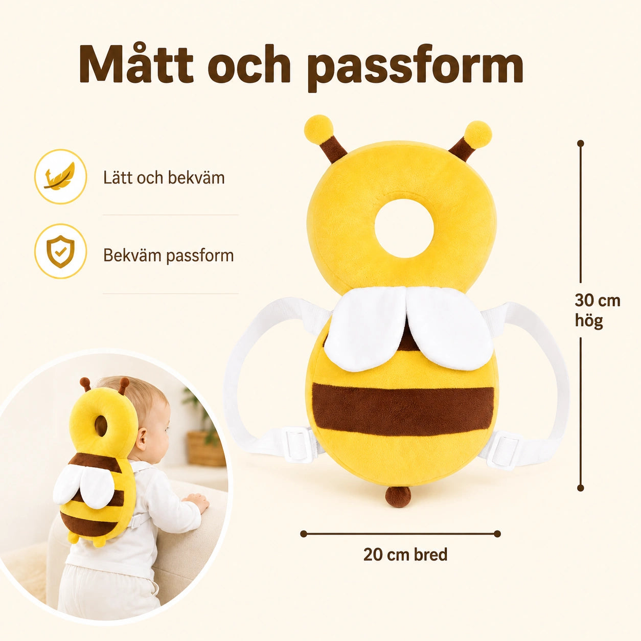 Huvudskydd för Baby med Ryggkudde