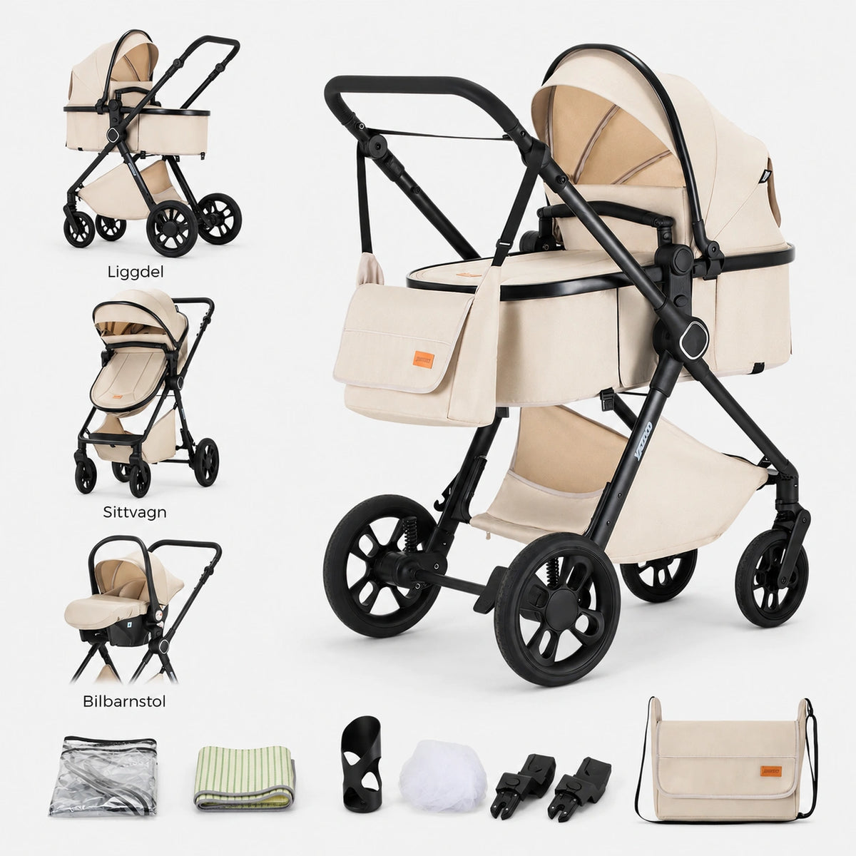 Barnvagn Tellus 3-i-1 by LV vit