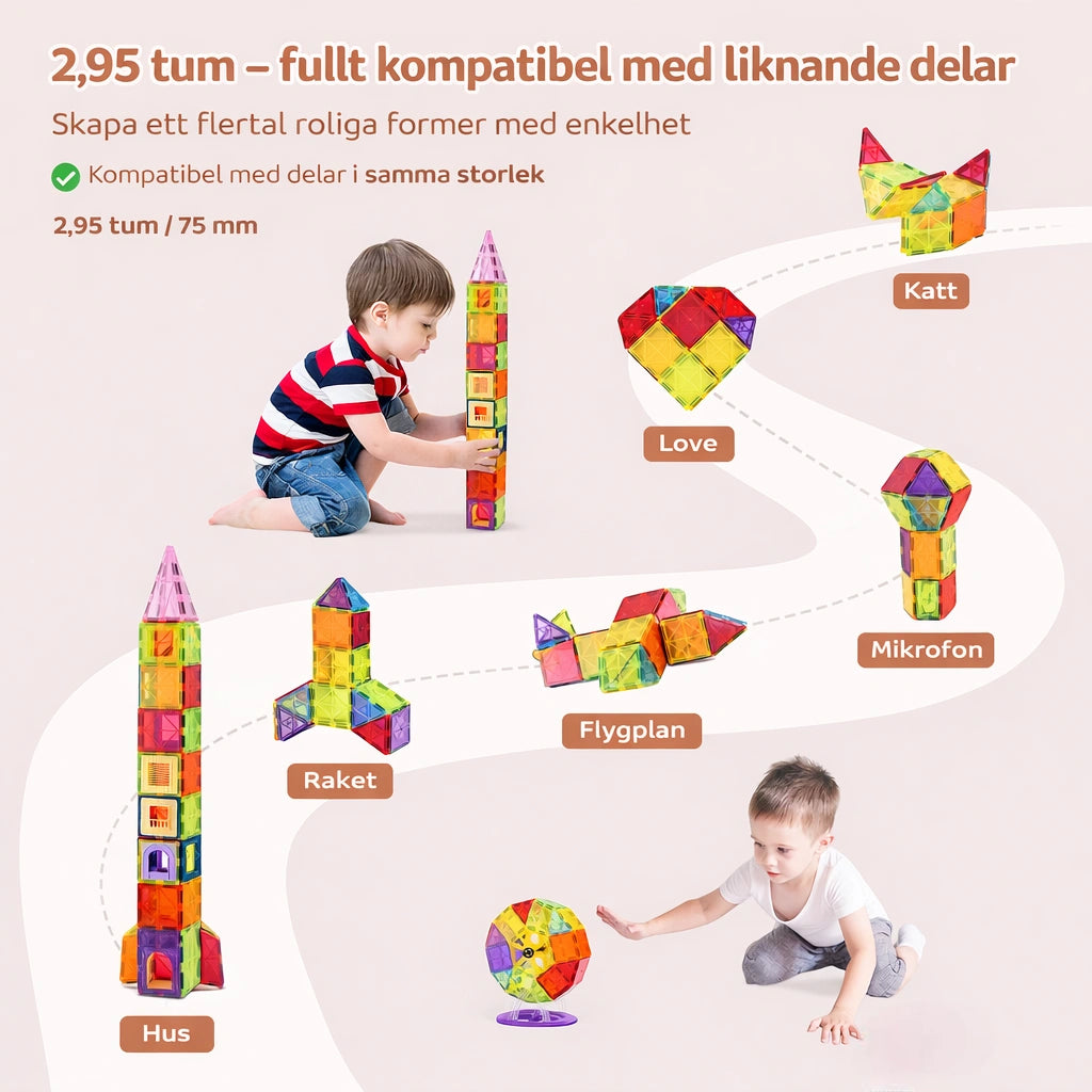 Magnetiska byggklossar 121 delar