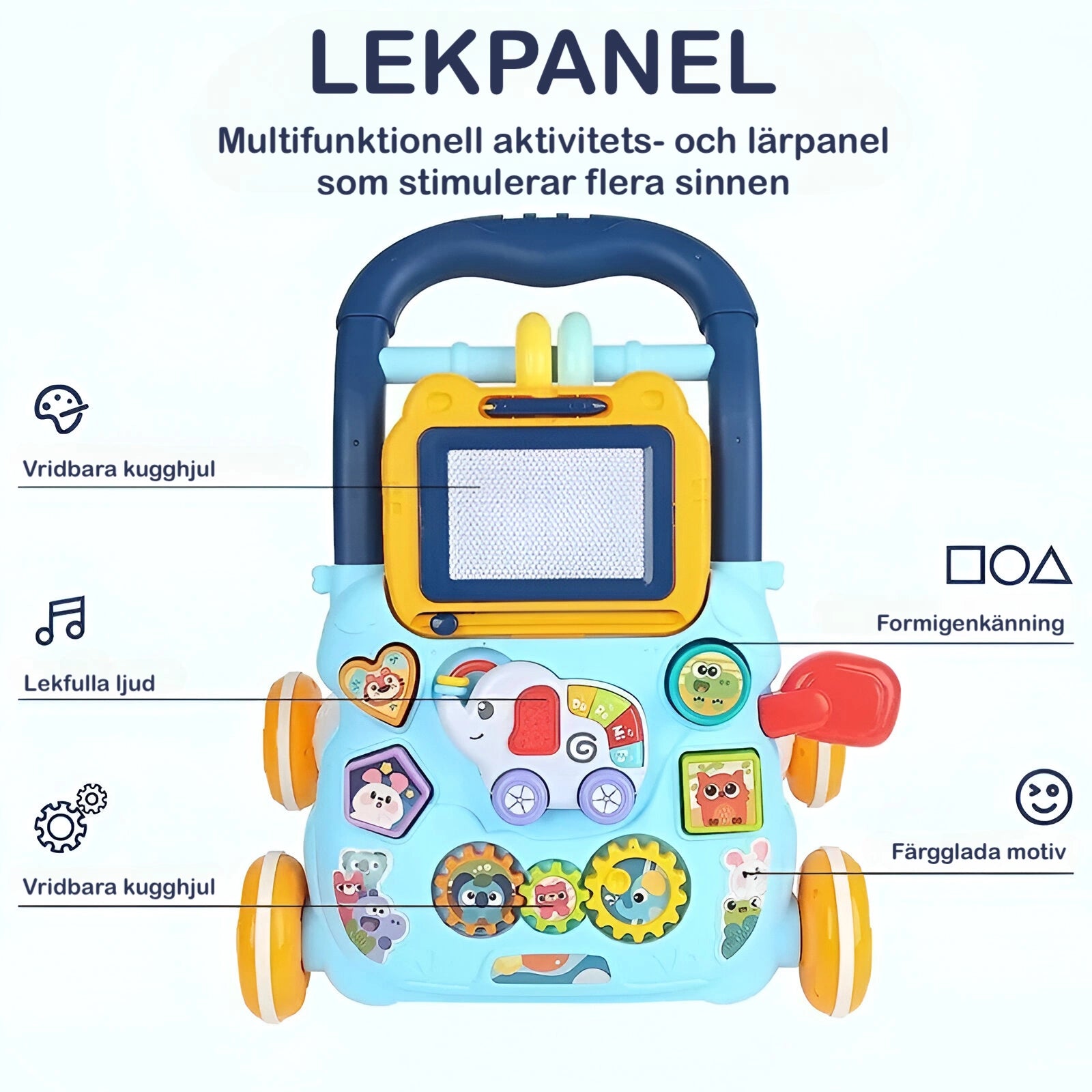 Lekpanel med ljud, rittavla, vridbara kugghjul