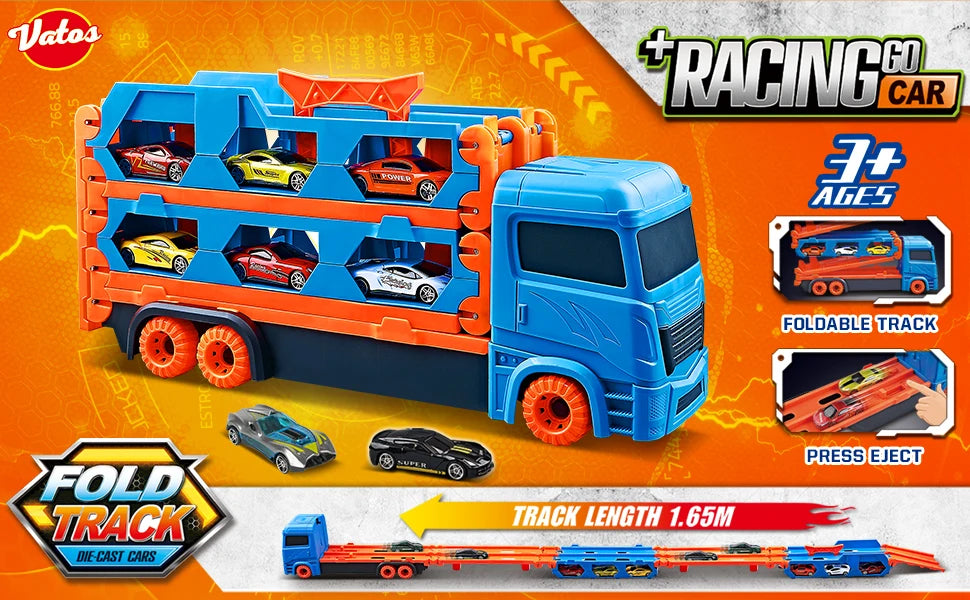 Leksaksbilar – Transportlastbil med 6 Racingbilar