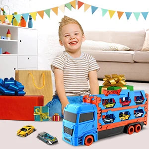 Leksaksbilar – Transportlastbil med 6 Racingbilar