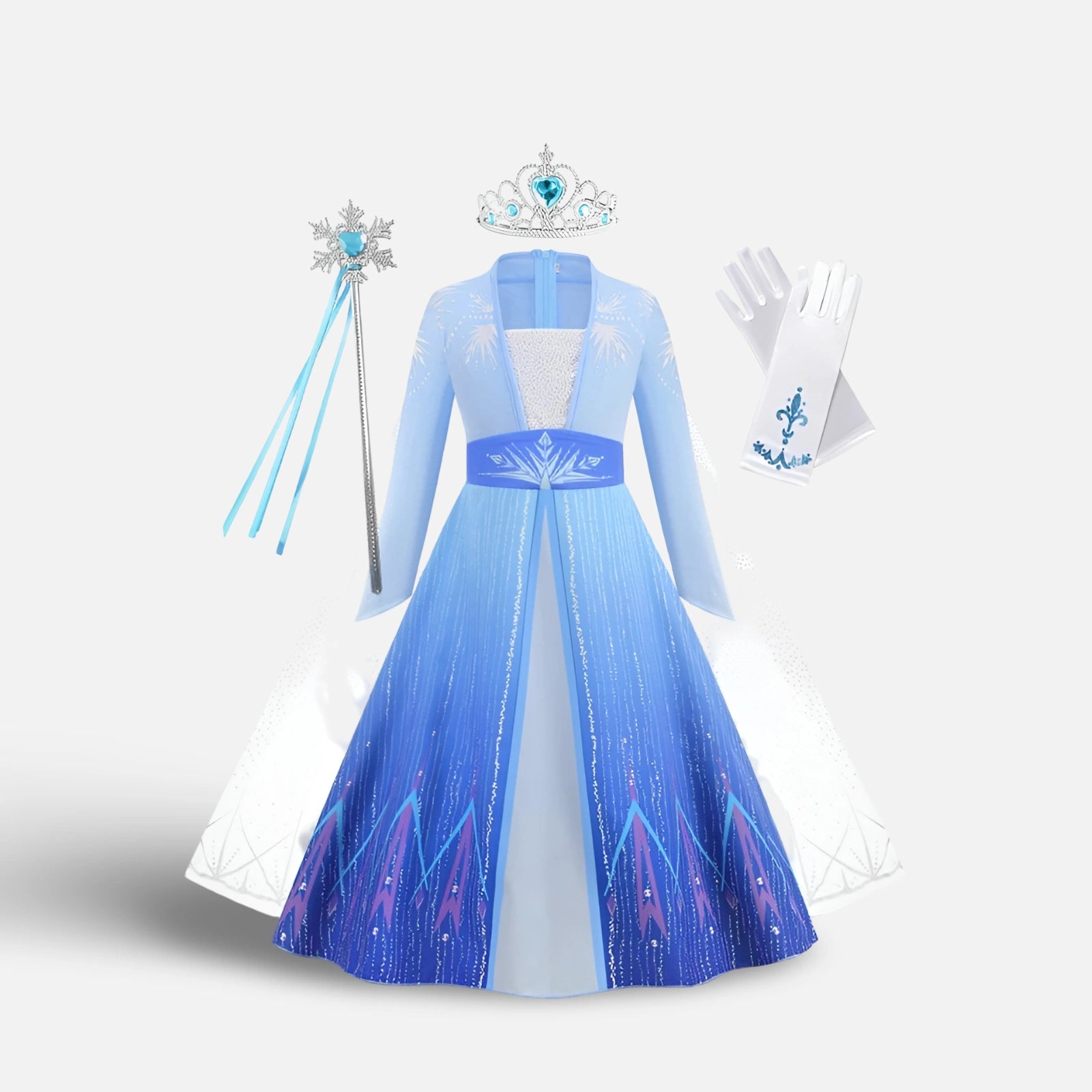 Elsa Klänning Frost med vantar, tiara och spira