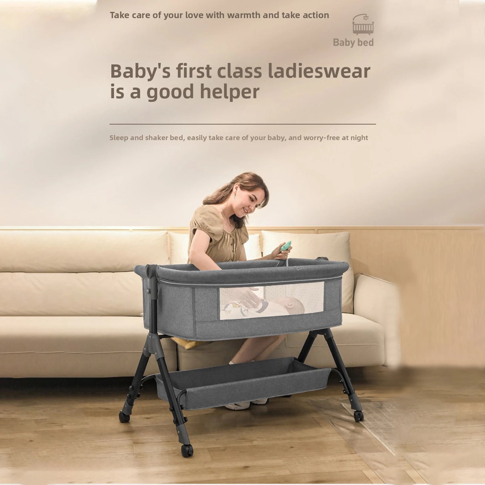 Bedside Crib DreamNest by LV för ditt barn