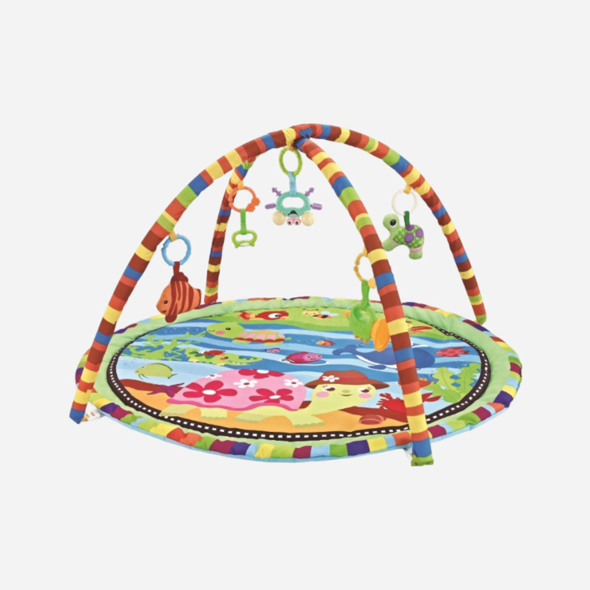 Babygym Adventure Havsliv – lekmatta med havsmotiv, bågar och hängande leksaker