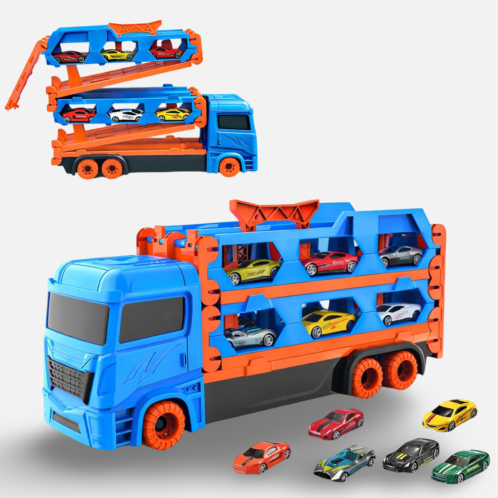 Leksaksbilar – Transportlastbil med 6 Racingbilar