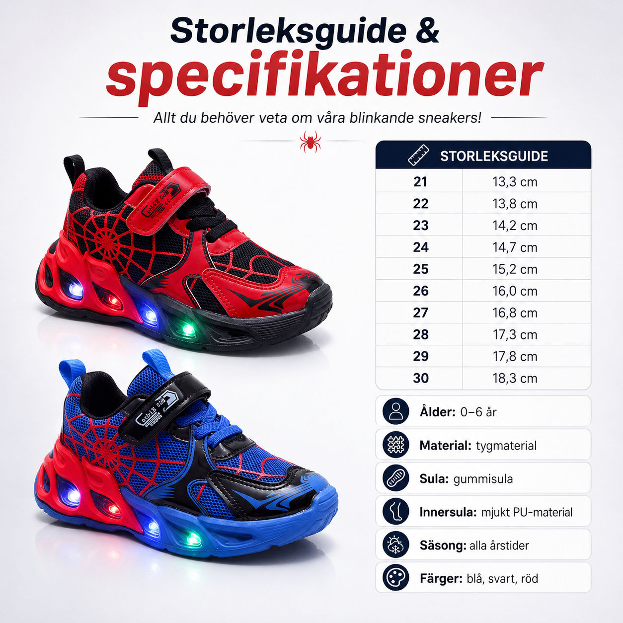 Spiderman Blinkande skor