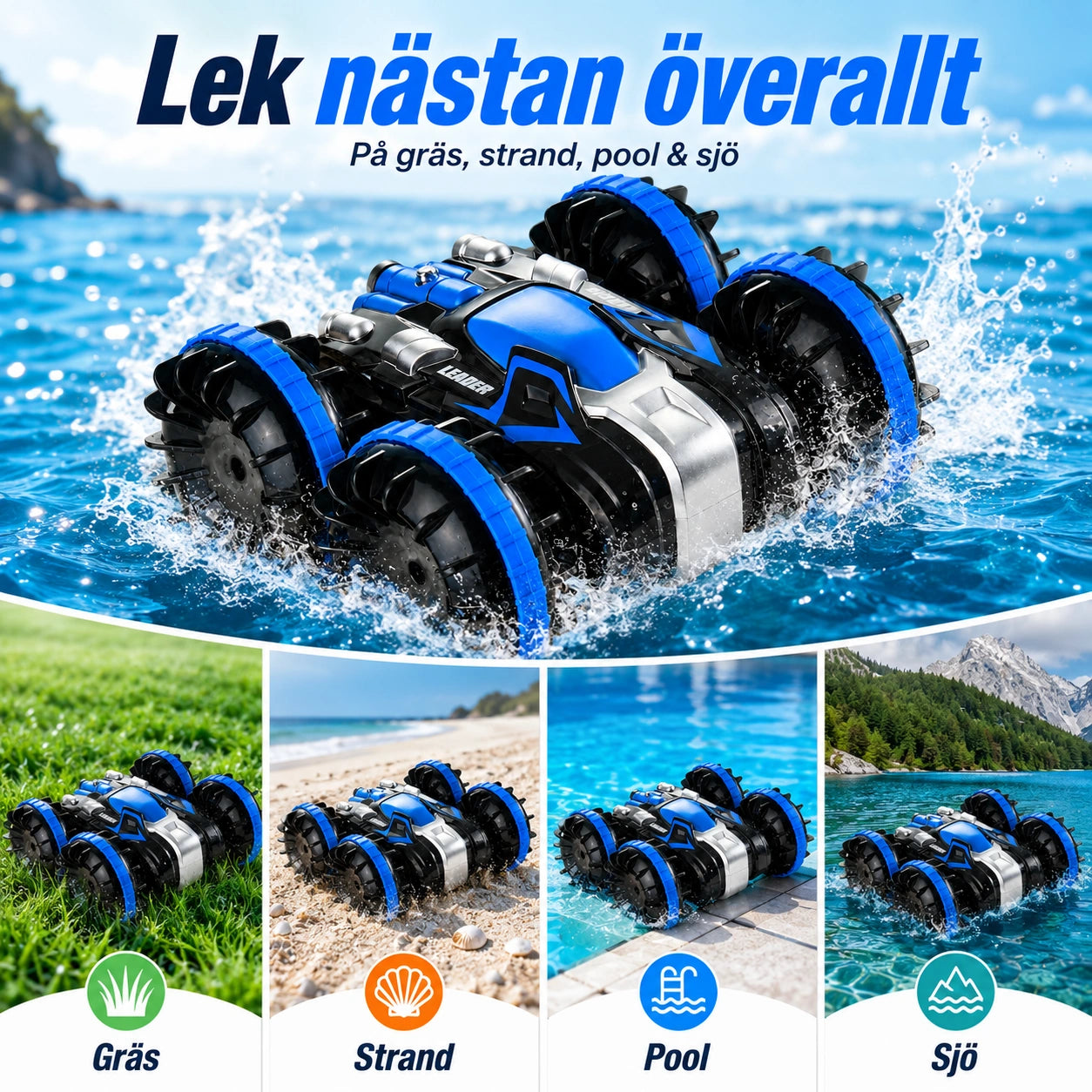 Amfibisk RC-Båt & Bil 2-i-1